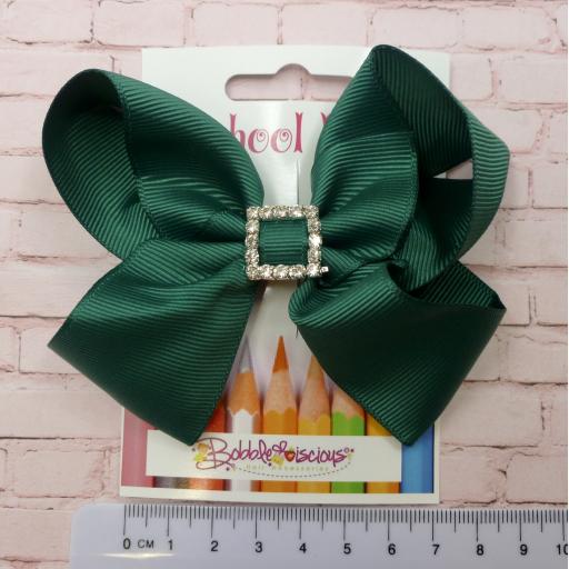 Hunter Green Boutique bow with a rhinestone buckle