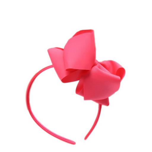 Neon Pink Hairband with 6 inch Bow