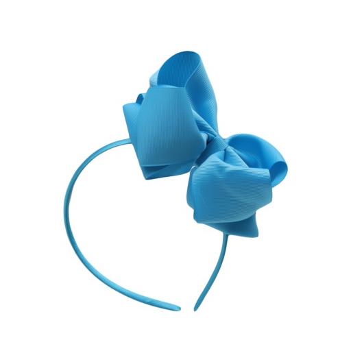 Neon Blue Hairband with 6 inch Bow