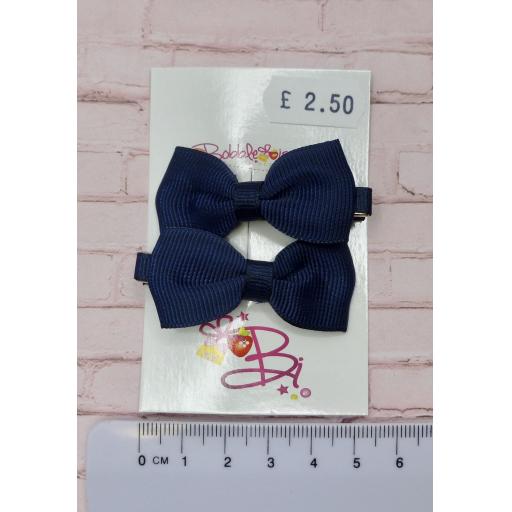 Small Classic Navy Blue Bow on Clips (pair)