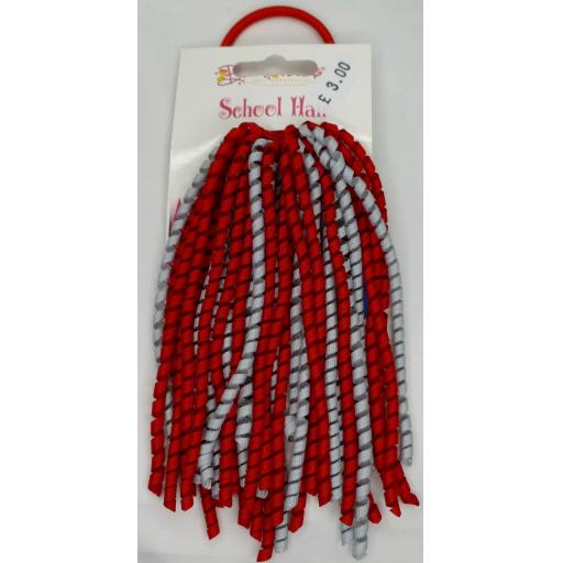 School Red and Light Grey 6inch Micro Spiral Elastic Ponio