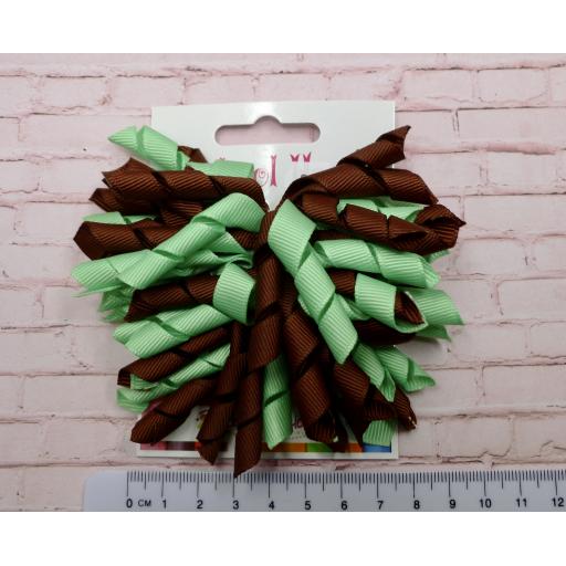 Brown and Mint Curly Corkers on Clips (pair)