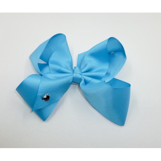 Neon Turquoise Blue 8 inch Bo Bo Bow on Clip
