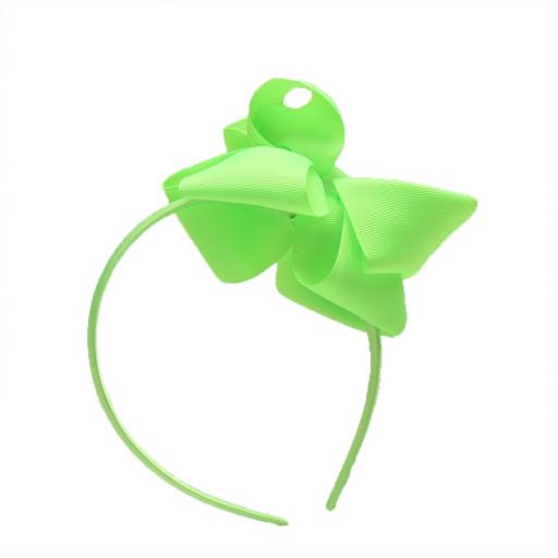 Neon Green Hairband with 6 inch Bow