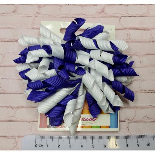 Purple and White Curly Corkers on Clips (pair)