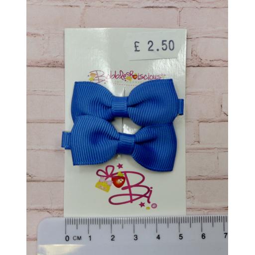 Small Classic Royal Blue Bow on Clips (pair)