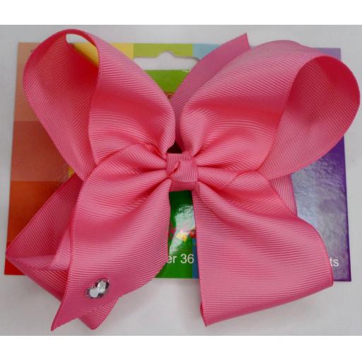Sweet Pink Pink 6inch BoBo Bow with Diamond Heart Charm
