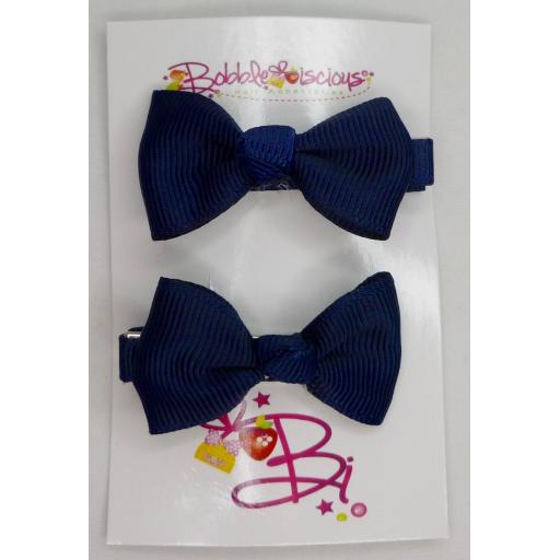 Navy Blue 4cm Bow Clasps