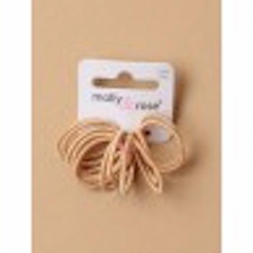 Card of 12 narrow 2mm small blond endless snag free elastics. 2cm diameter.