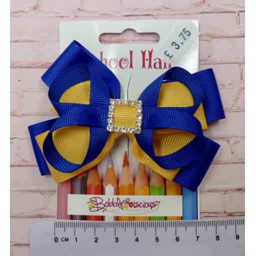 Cobalt and Yellow Gold Double Layer Bow with Loops on Clip
