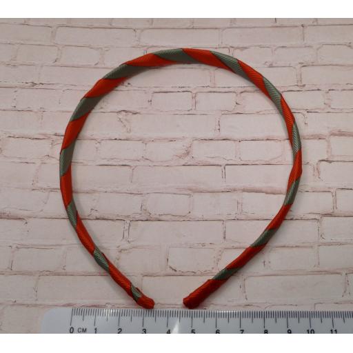 School Red and Grey Grosgrain Ribbon Striped Hairband