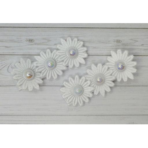 White Triple Flower Itsy Bitsy Baby Bows (pair)