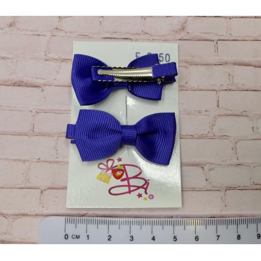 Small Classic Purple Bow on Clips (pair)