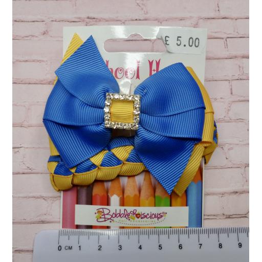 Royal Blue and Yellow Gold Pleated Tail Bunwrap