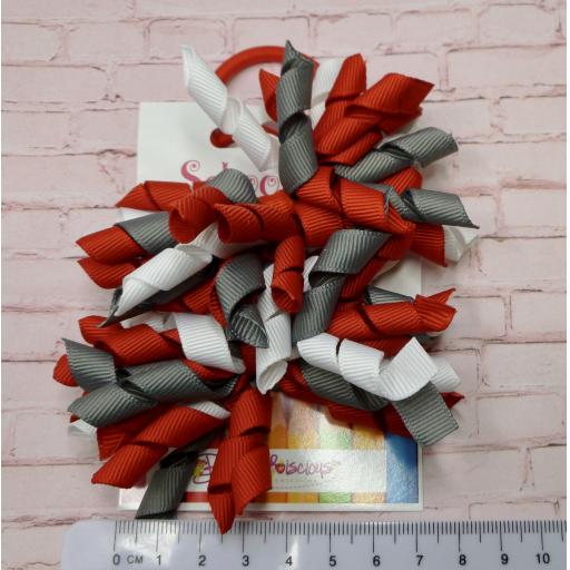 3 inch Red, White and Grey Curly Corkers on Elastics (pair)