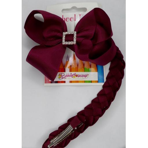 School Burgundy/Wine Grosgrain Ribbon Bun wrap with 4inch Boutique Bow