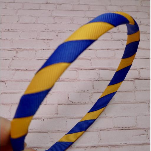 Cobalt Blue and Yellow Gold 1cm Striped Hairband
