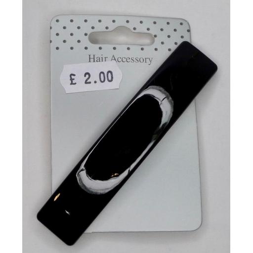 10cm Black Rectangle barrette clip