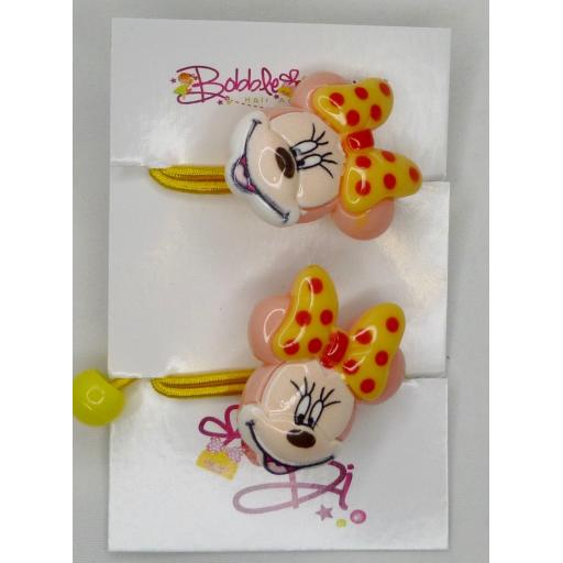 Peach Minnie Mouse Bobbles on Yellow Elastics