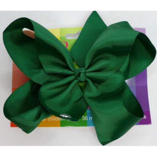 Forest Green 6inch BoBo Bow with Diamond Heart Charm
