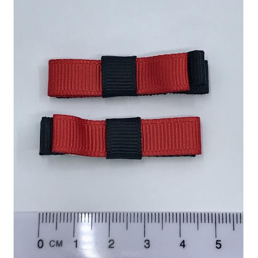 Small Straight Black and Red Bow on Clips (pair)