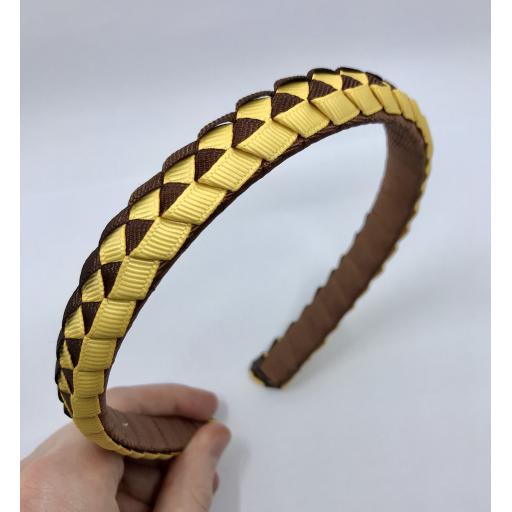 Brown and Yellow Gold 2cm Pleated Hairband