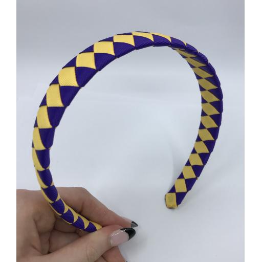 Purple and Yellow Gold Diamond Pleated Hairband