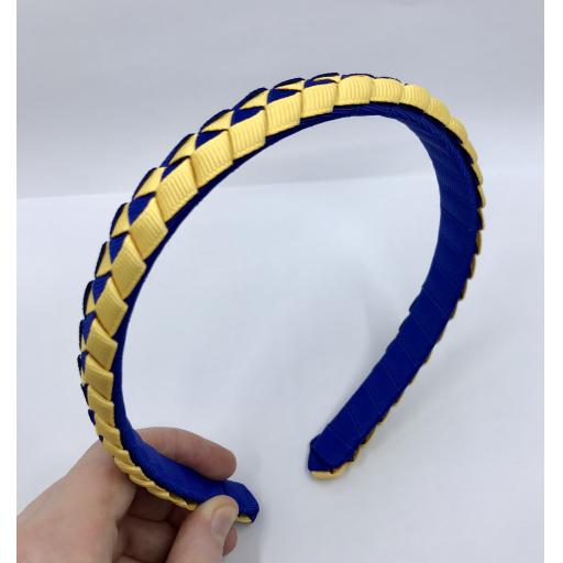 Cobalt Blue and Yellow Gold 2cm Pleated Hairband