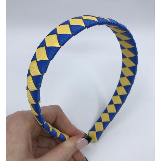 Royal Blue and Yellow Gold Diamond Pleated Hairband