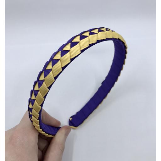 Purple and Yellow Gold 2cm Pleated Hairband