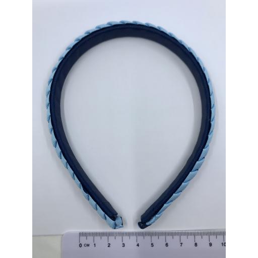 Navy Blue and Light Blue 2cm Pleated Hairband