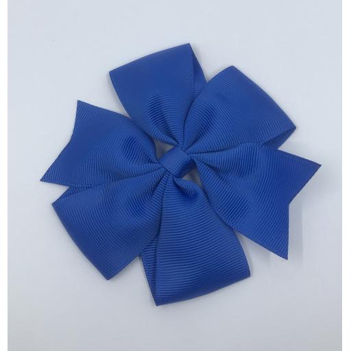 Large Royal Blue Pinwheel (Coat tail) Bow on clip 5 inch