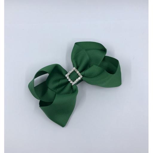 Forest Green Boutique Bow with diamanté buckle