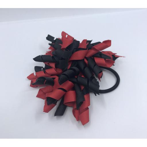 Black and Red Curly Corkers on Elastics (pair)