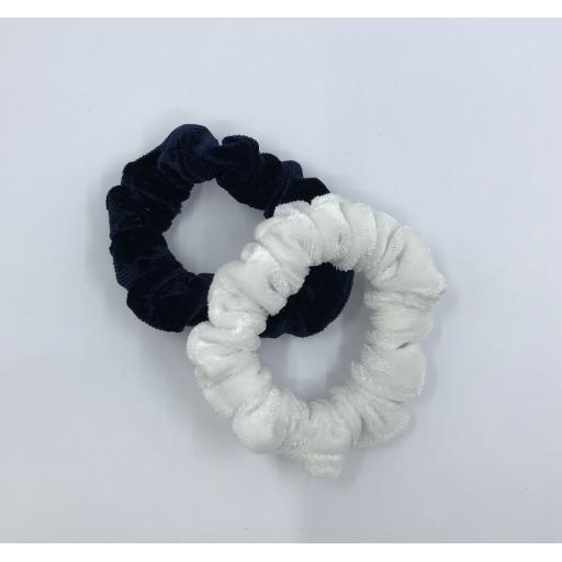 Black and White Velvet Small Scrunchies (pair)