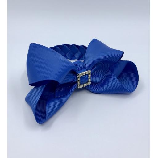 Royal Blue Boutique Bow with Pleated Tail Bunwrap