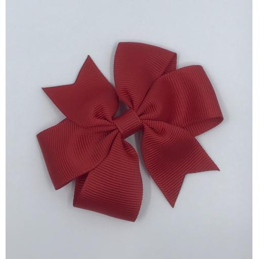 Small Red Pinwheel (Coat tail) Bow on clip 3 inch