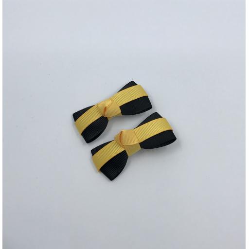 Itty Bitty Black and Yellow Bow Clips (pair)