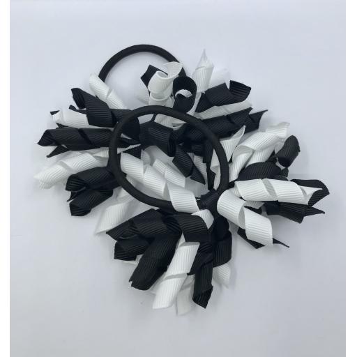 Black and White Curly Corkers on Elastics (pair)