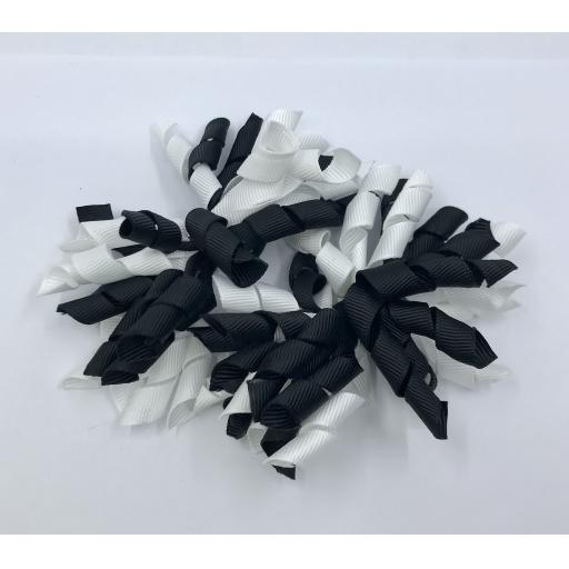 Black and White Curly Corkers on Clips (pair)