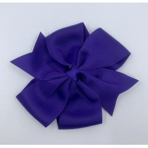 Large Purple Pinwheel (Coat tail) Bow on clip 5 inch