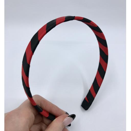 Black and Red 1.8cm Striped Hairband