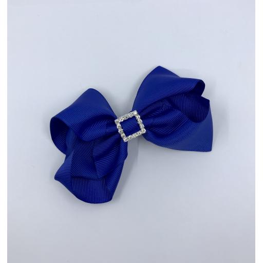 Cobalt Blue Boutique Bow with diamanté buckle