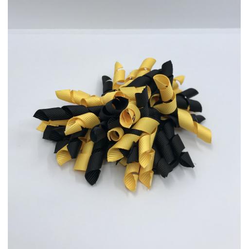 Black and Yellow Gold Curly Corkers on Elastics (pair)