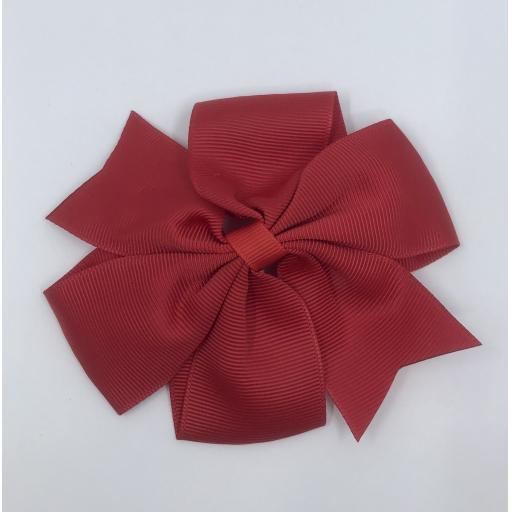 Large Red Pinwheel (Coat tail) Bow on clip 5 inch