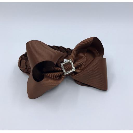 Brown Boutique Bow with Pleated Tail Bunwrap