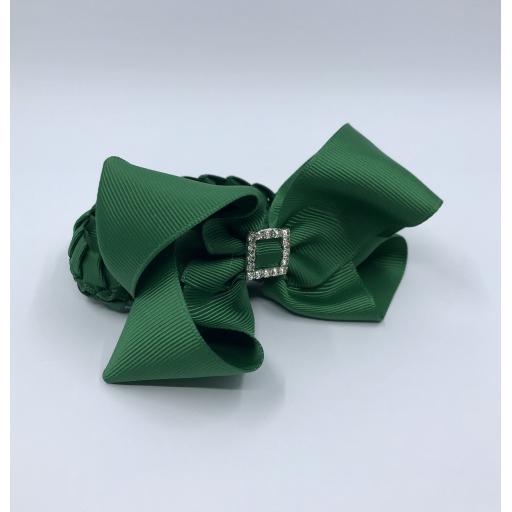 Forest Green Boutique Bow with Pleated Tail Bunwrap