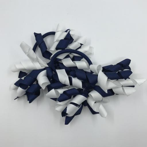 Navy and White Curly Corkers on Elastics (pair)