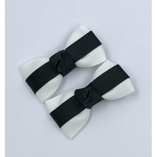 Itty Bitty Black and White Bow Clips (pair)