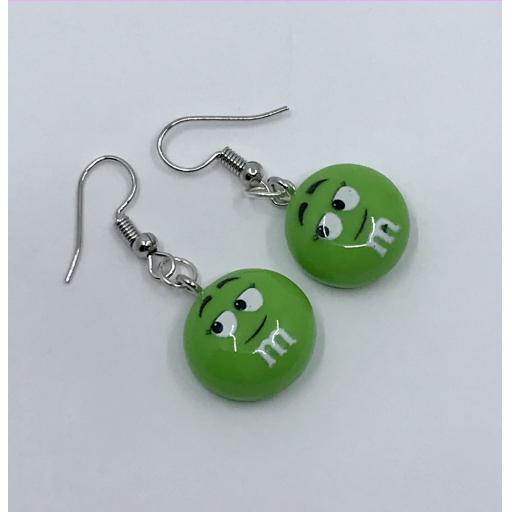 Green M&M Dangle/Drop Earrings